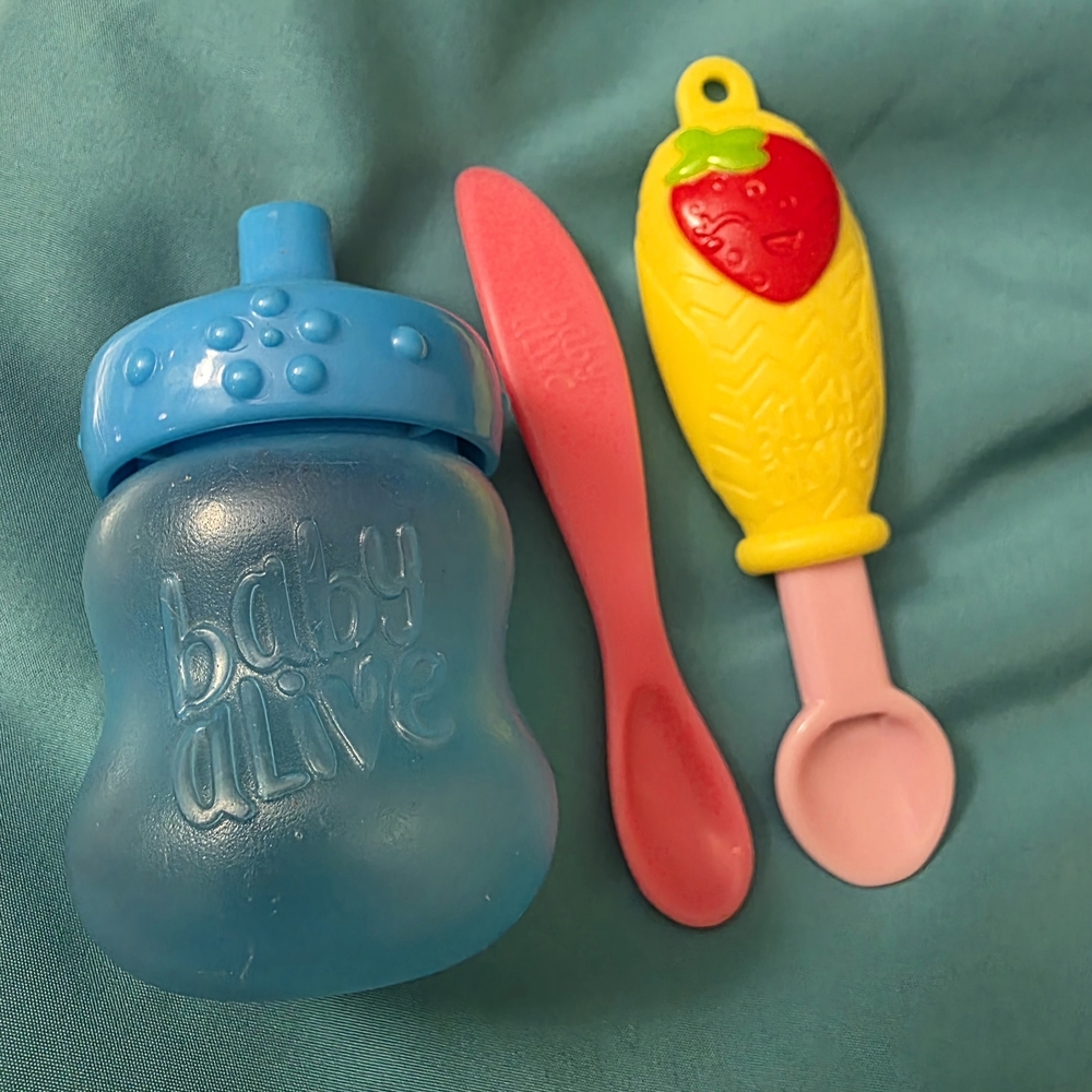 Baby Alive Feeding Set with Blue, Pink, and Yellow Accessories